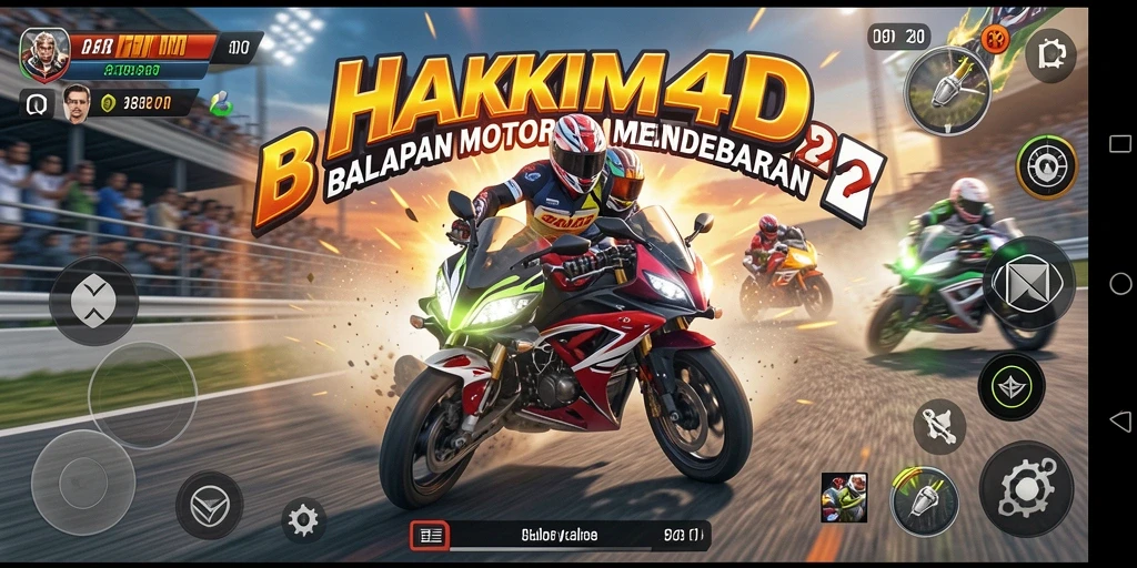 Tampilan gameplay HAKIM4D yang mendebarkan di trek balapan.