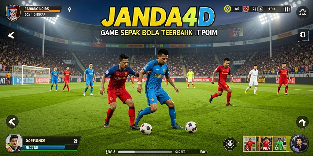 Tangkapan layar gameplay JANDA4D menampilkan aksi seru di lapangan sepak bola.
