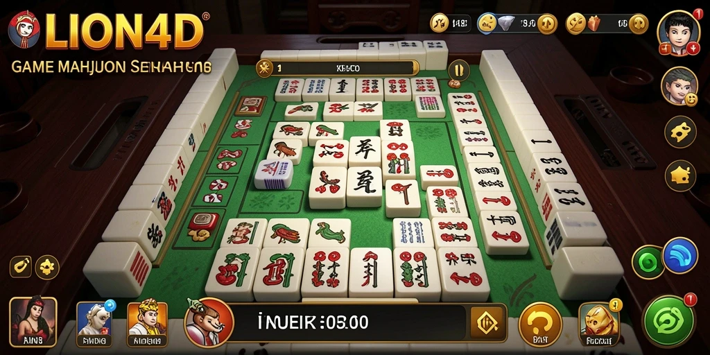 Screenshot gameplay LION4D menampilkan papan Mahjong yang menarik.