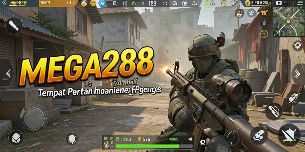 Gameplay seru MEGA288 yang menampilkan pertempuran FPS intens.