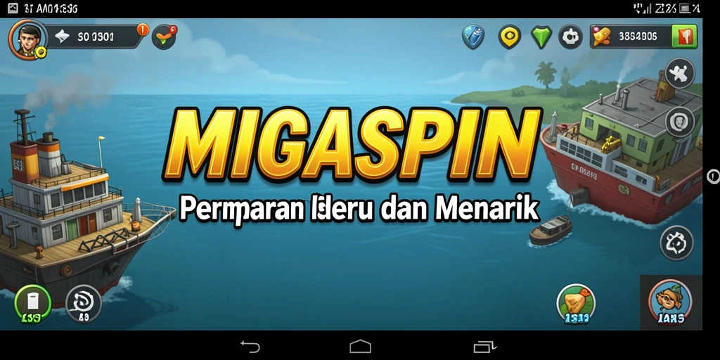 Tampilan gameplay <strong>MIGASPIN</strong> yang menarik dan penuh warna.