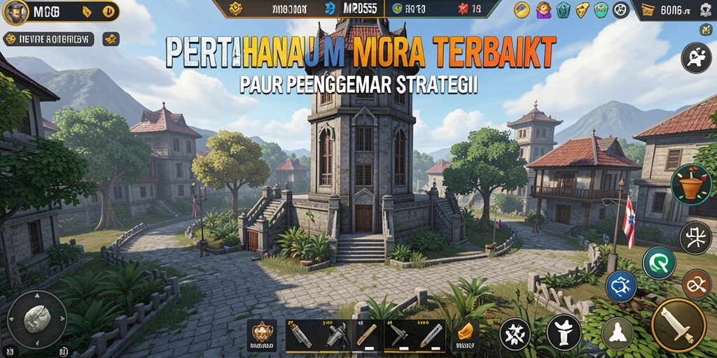 Tampilan gameplay menara pertahanan yang seru dan mengasyikkan.