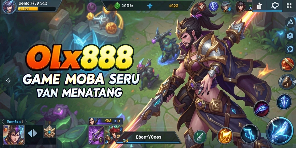 Screenshot utama OLX888 menampilkan aksi seru dalam permainan MOBA.