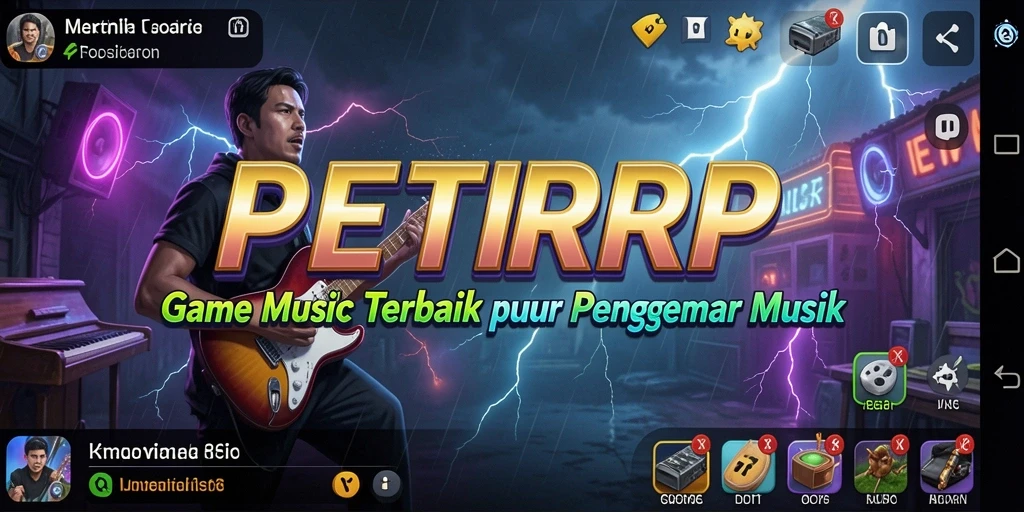 Screenshot utama PETIRRP menampilkan gameplay musik yang menarik.