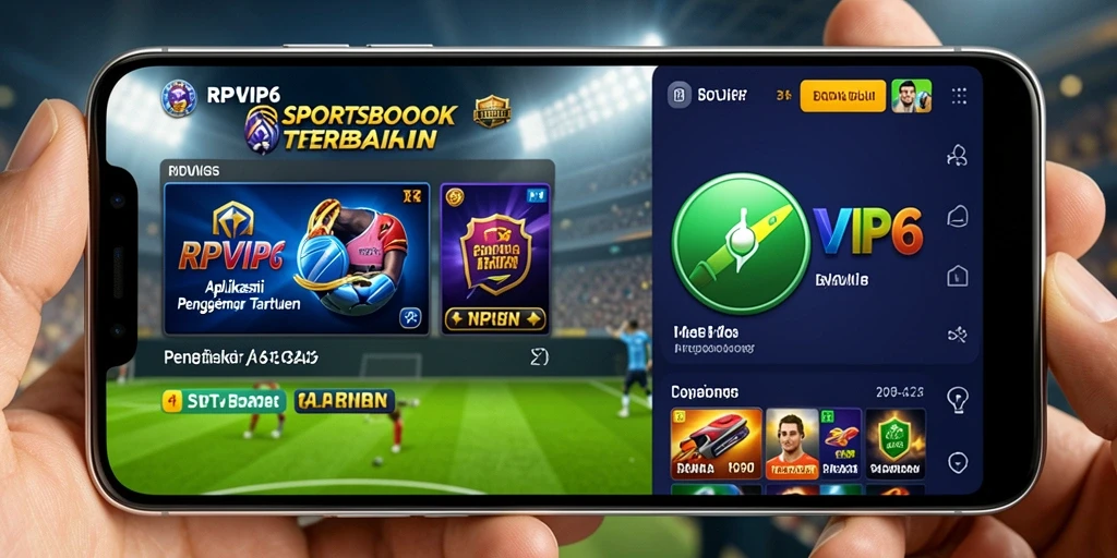 Screenshot utama RPVIP6 menampilkan antarmuka aplikasi Sportsbook yang menarik.